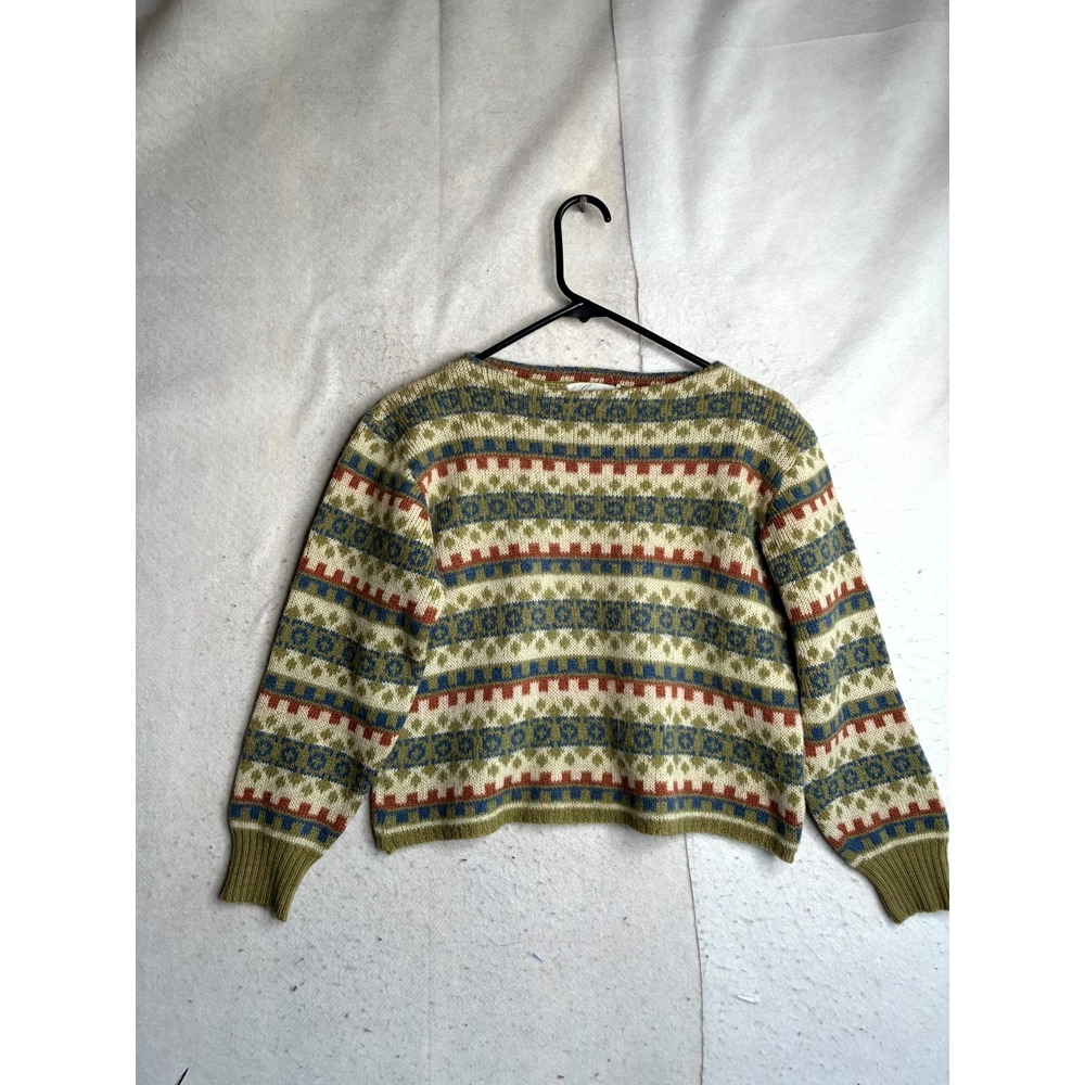 Jersild Sweater Mens Medium Multicolor Fair Isle Print Tight Knit Raglan Sleeve